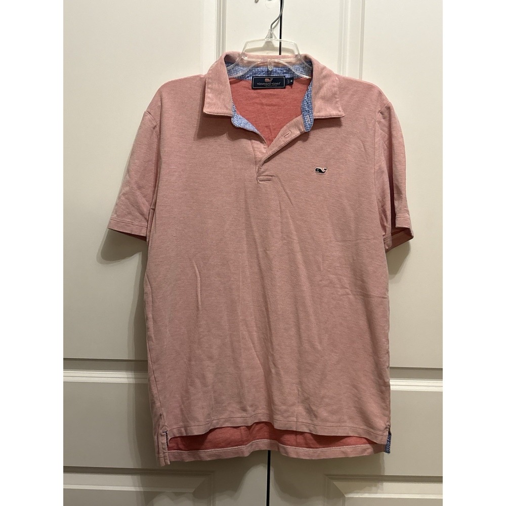 Vineyard Vines Polo Shirt Medium Men's Salmon Pink Pima Cotton Short Sleeve